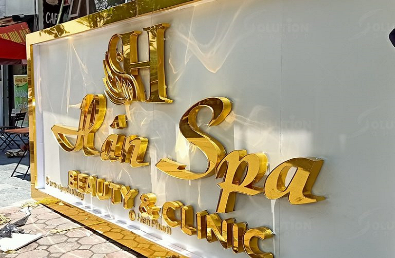 Làm biển hiệu inox Spa Làm biển hiệu inox Spa