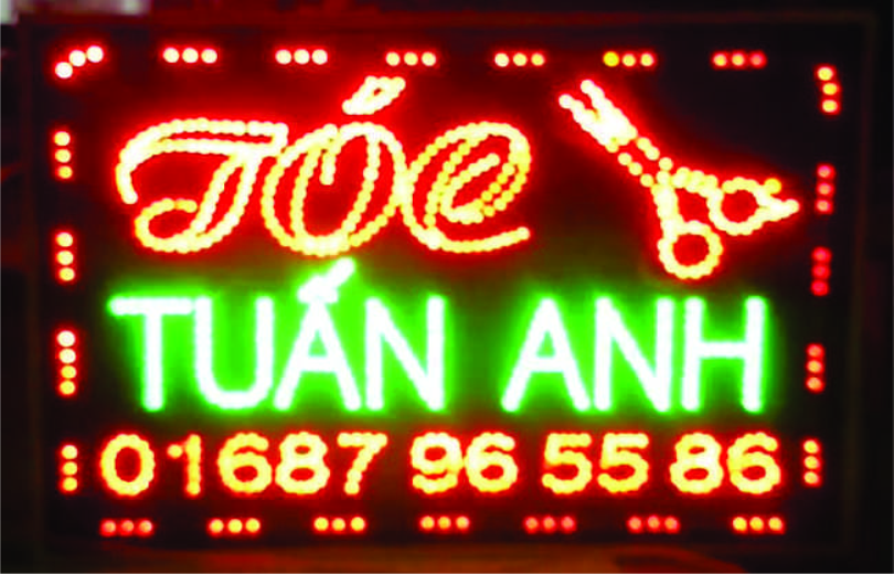 Bảng hiệu LED salon tóc Tuấn Anh có đèn LED chiếu sáng Bảng hiệu LED salon tóc Tuấn Anh có đèn LED chiếu sáng